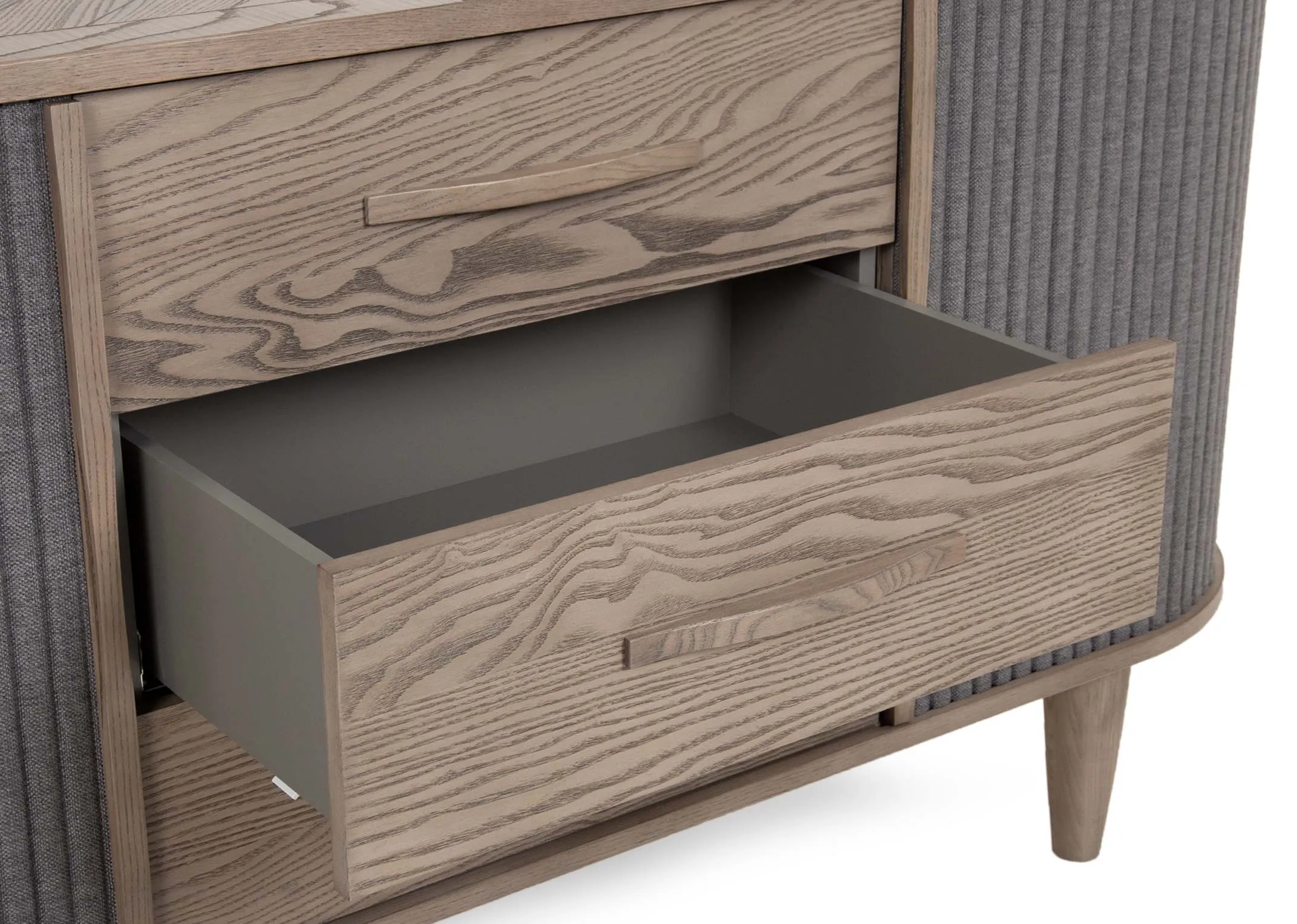A grey ash 2 door and 3 drawer sideboard from EZ Living Furniture's Monroe range.