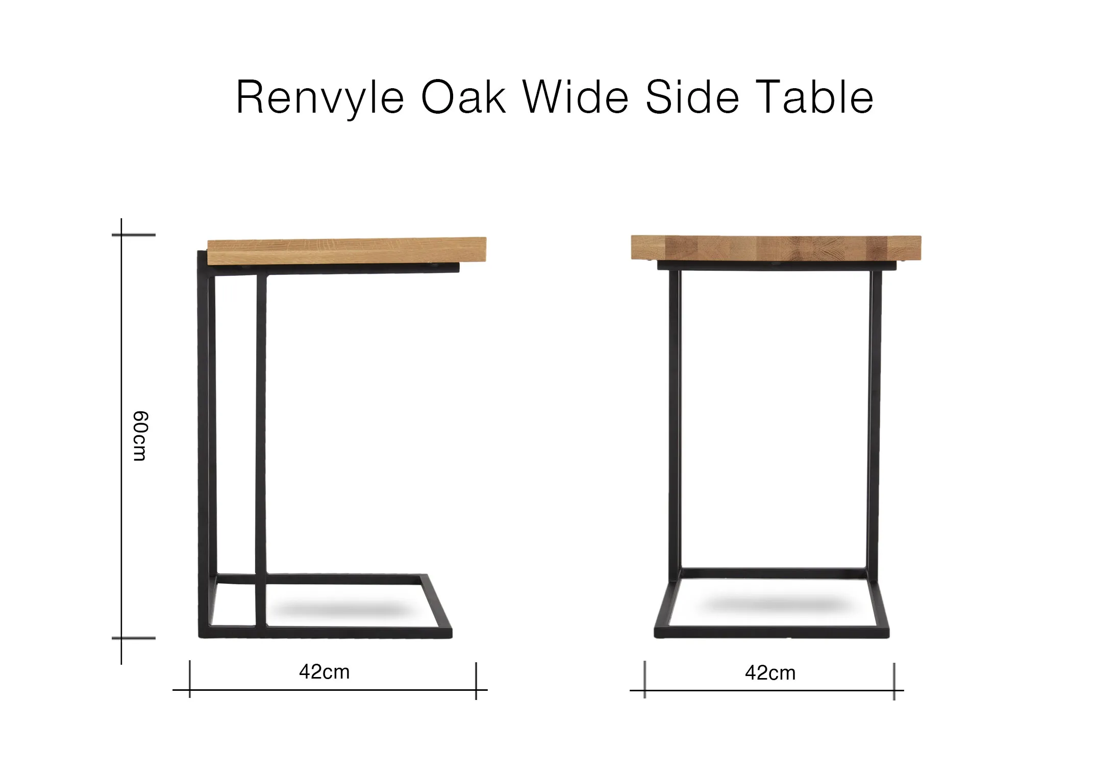 Oak Wide Side Table - Renvyle - EZ Living Furniture