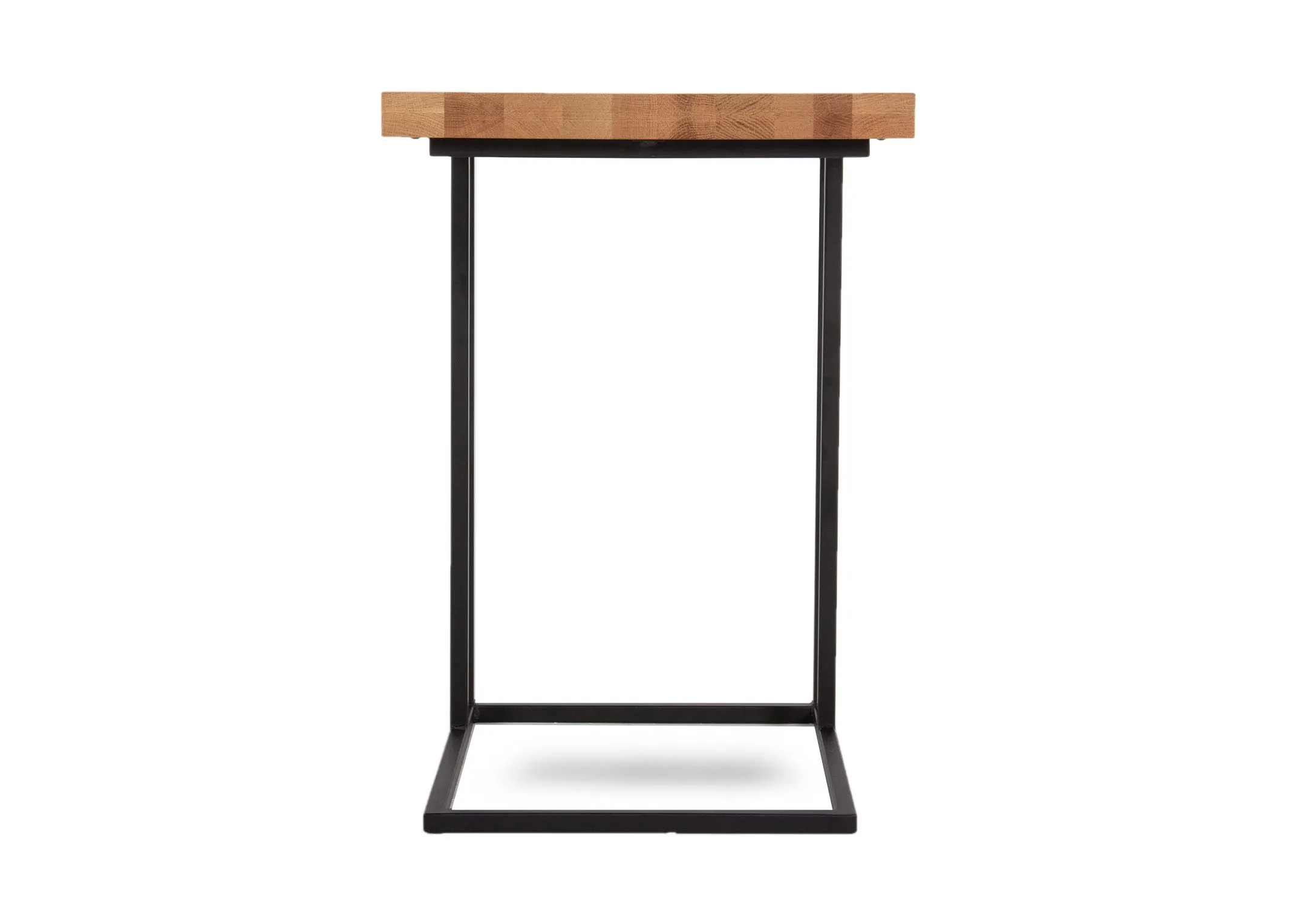 A wide oak top side table from EZ Livings Renvyle range. Front view of spacious under table