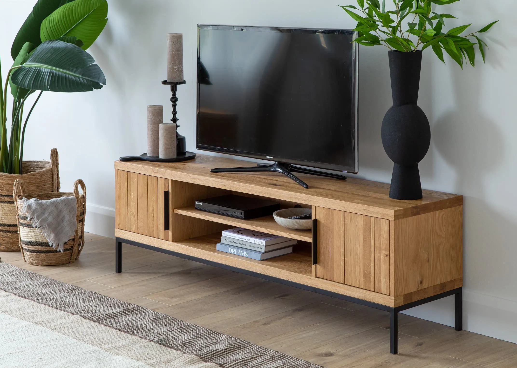 Medium 2 Door Oak TV Unit - Renvyle