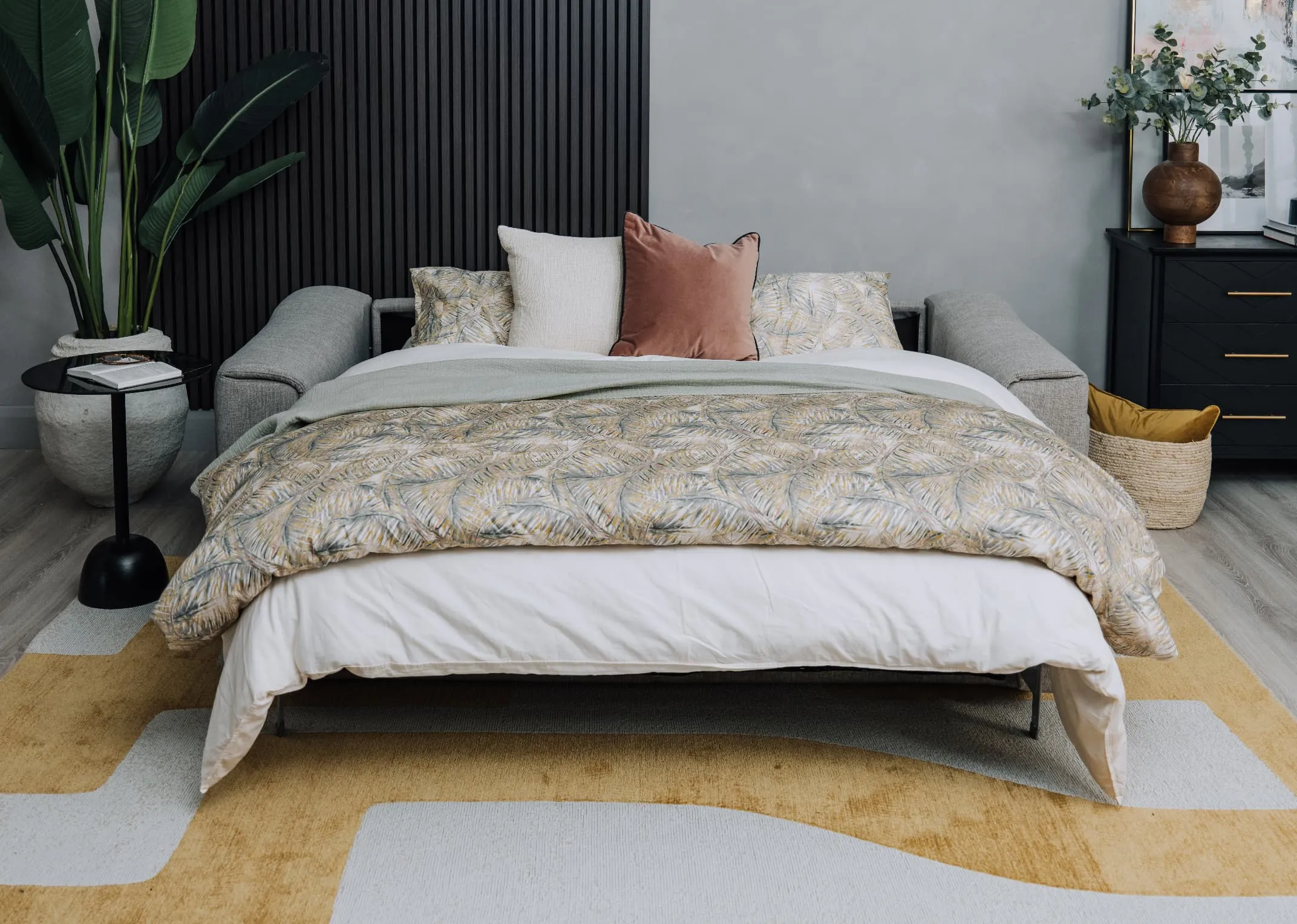 2.5 Seater Grey Fabric Sofa Bed - Murano