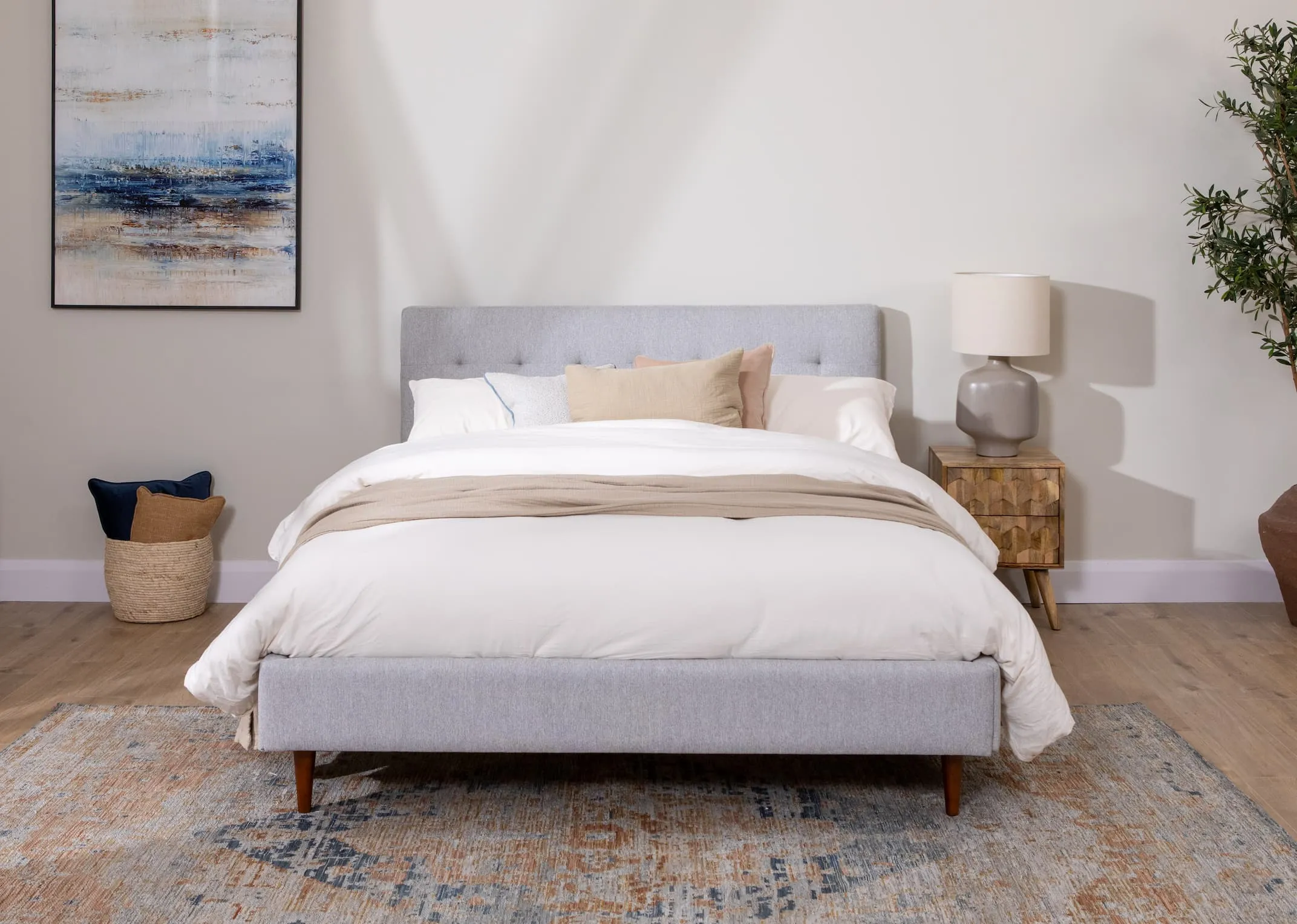 Super King (6ft) Silver Fabric Bed Frame - Cairo