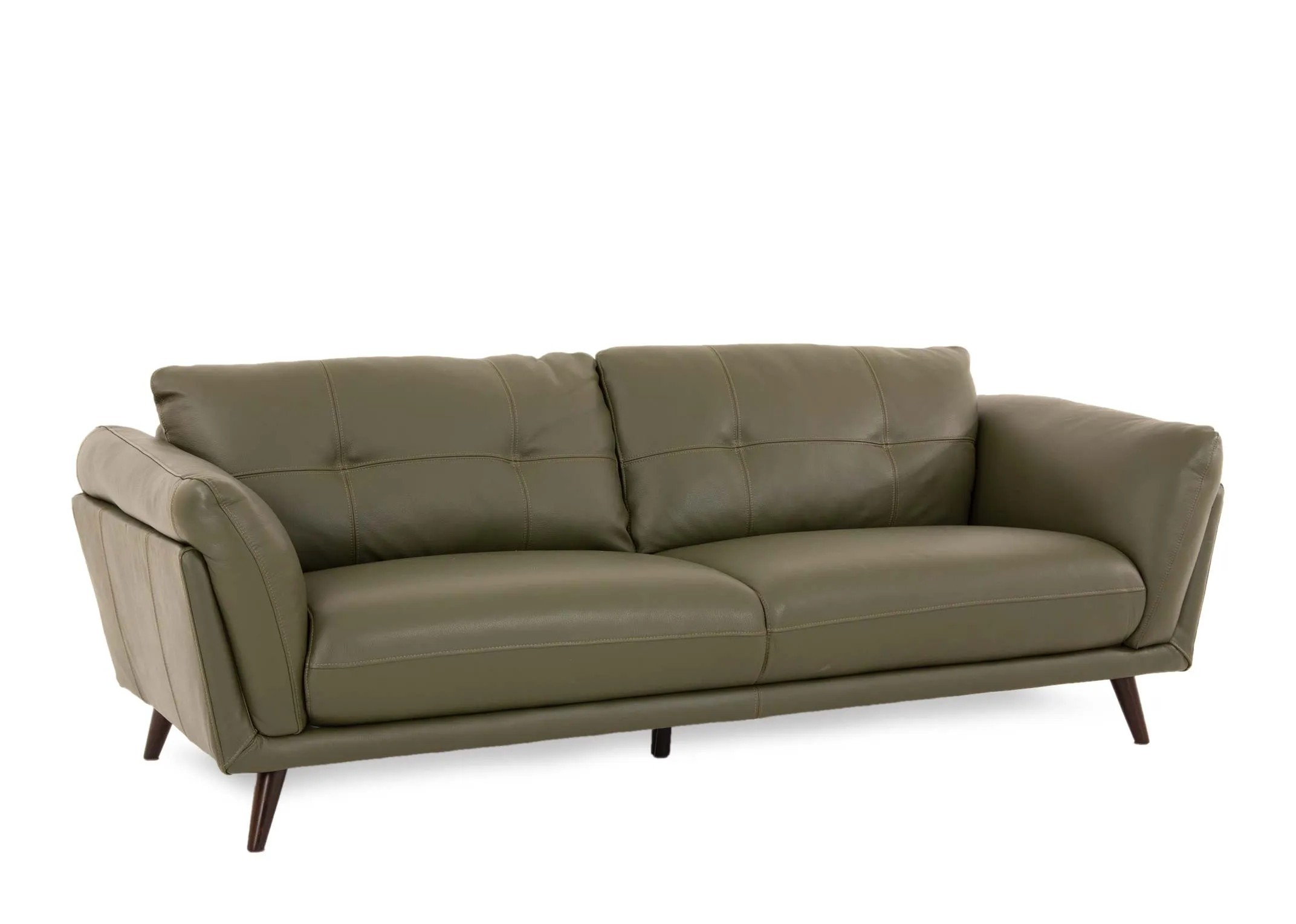 4 Seater Green Leather Sofa - Toscana