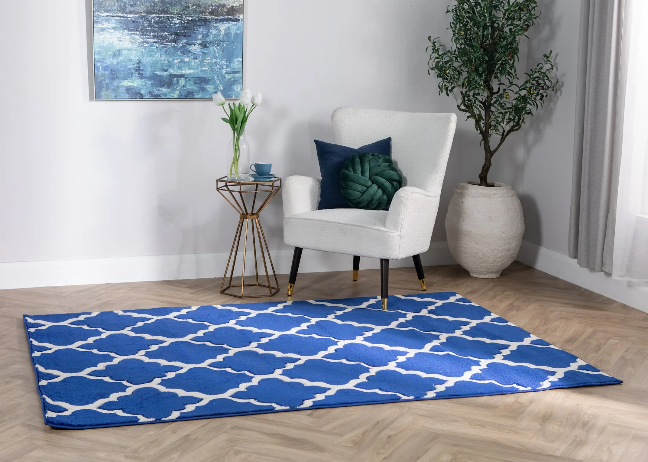 Navy & Cream 80cm x 150cm XSmall Rug - Delia