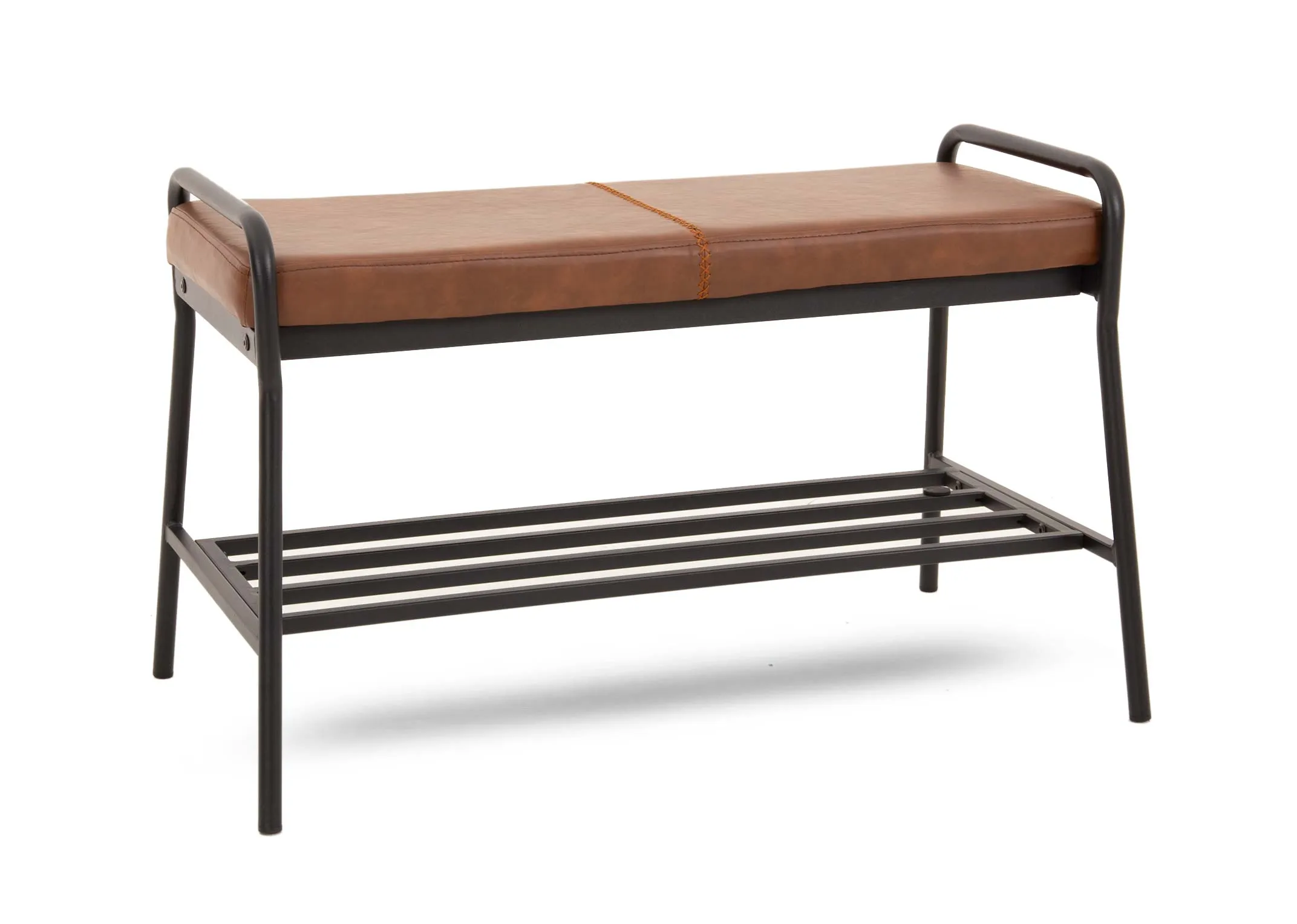 Brown Faux Leather Bench - Salthill