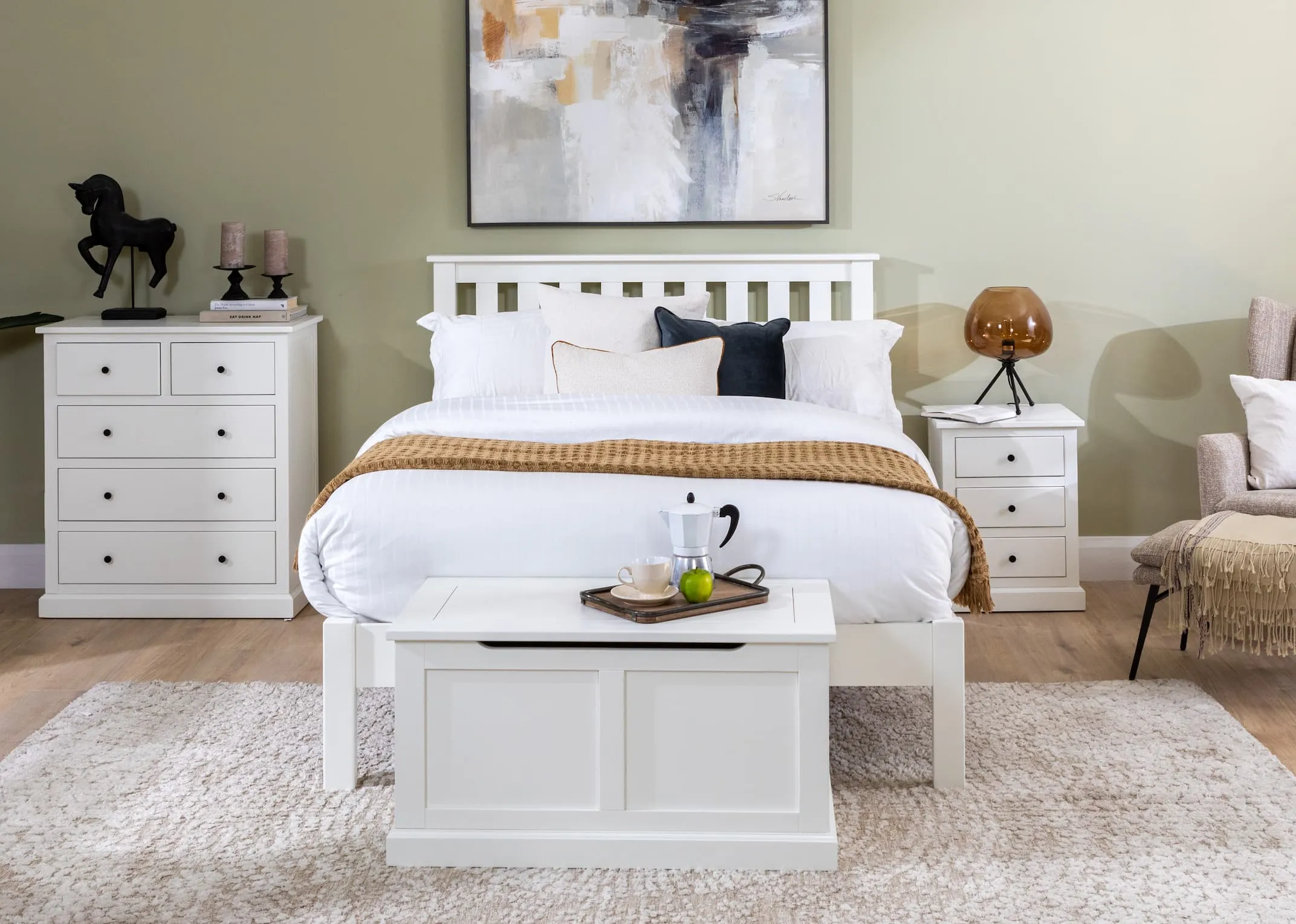 Small Double (4ft) White Bed Frame - Atlas