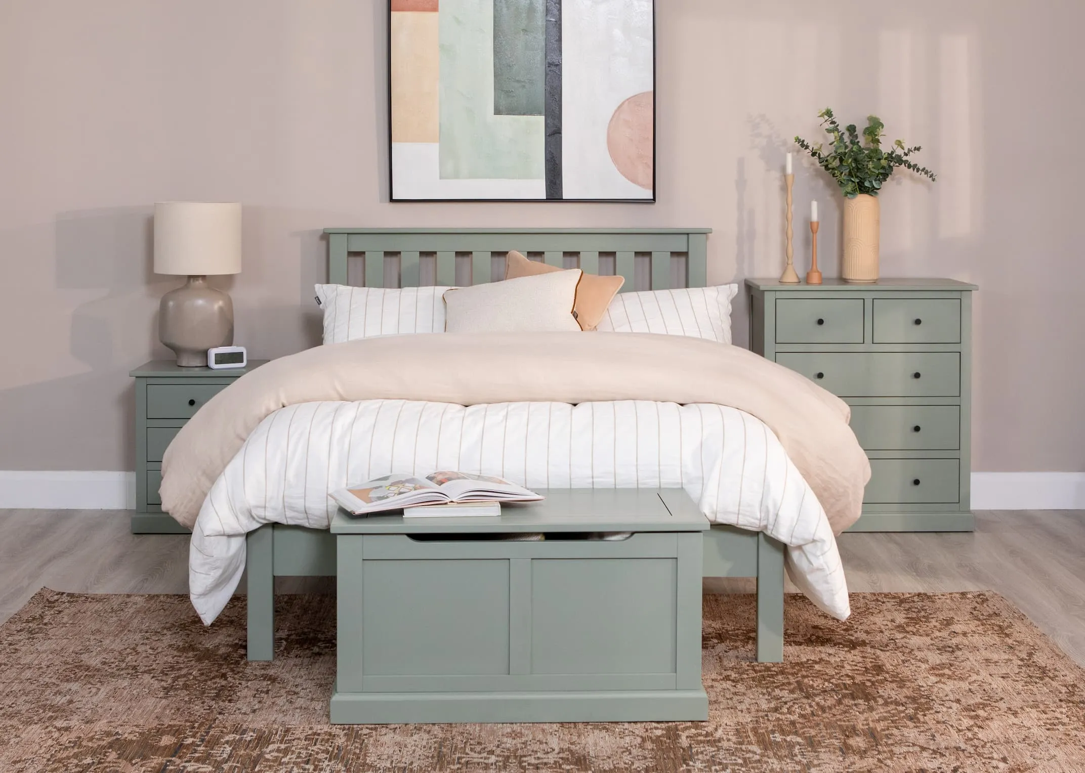 King Size (5ft) Light Green Bed Frame - Atlas