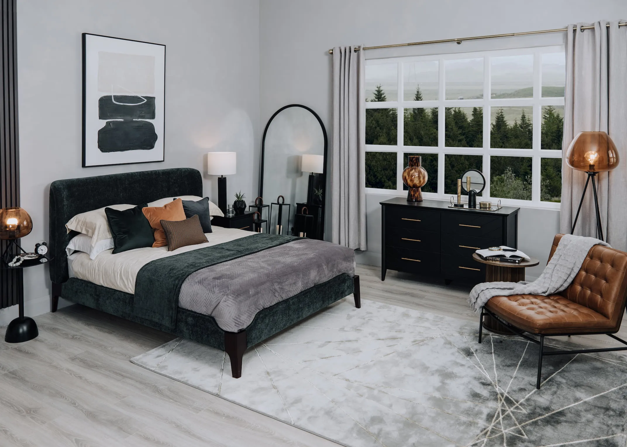 King Size (5ft) Green Fabric Bed Frame - Calm