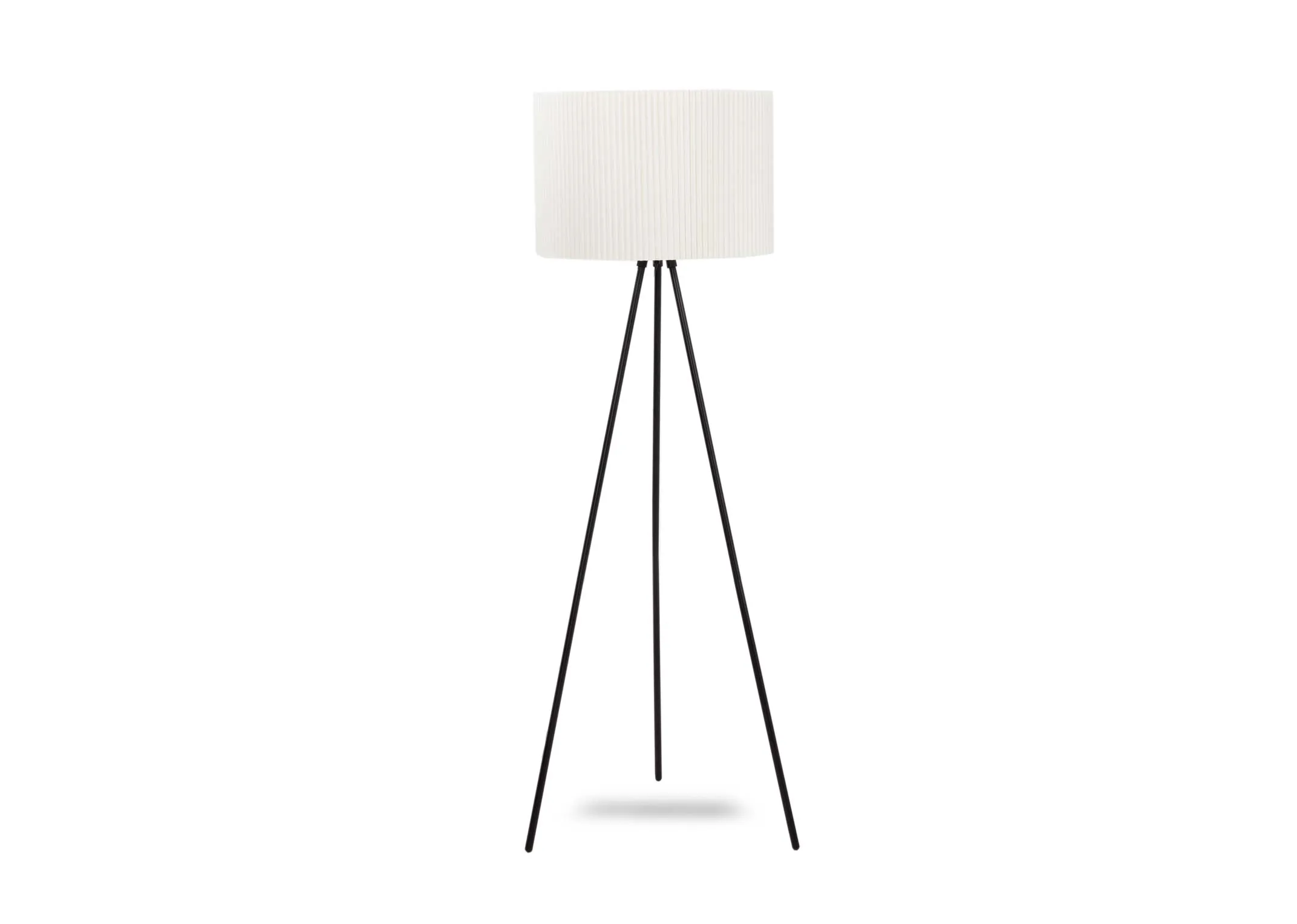 Metal Floor Lamp with Pleated Shade - Drum