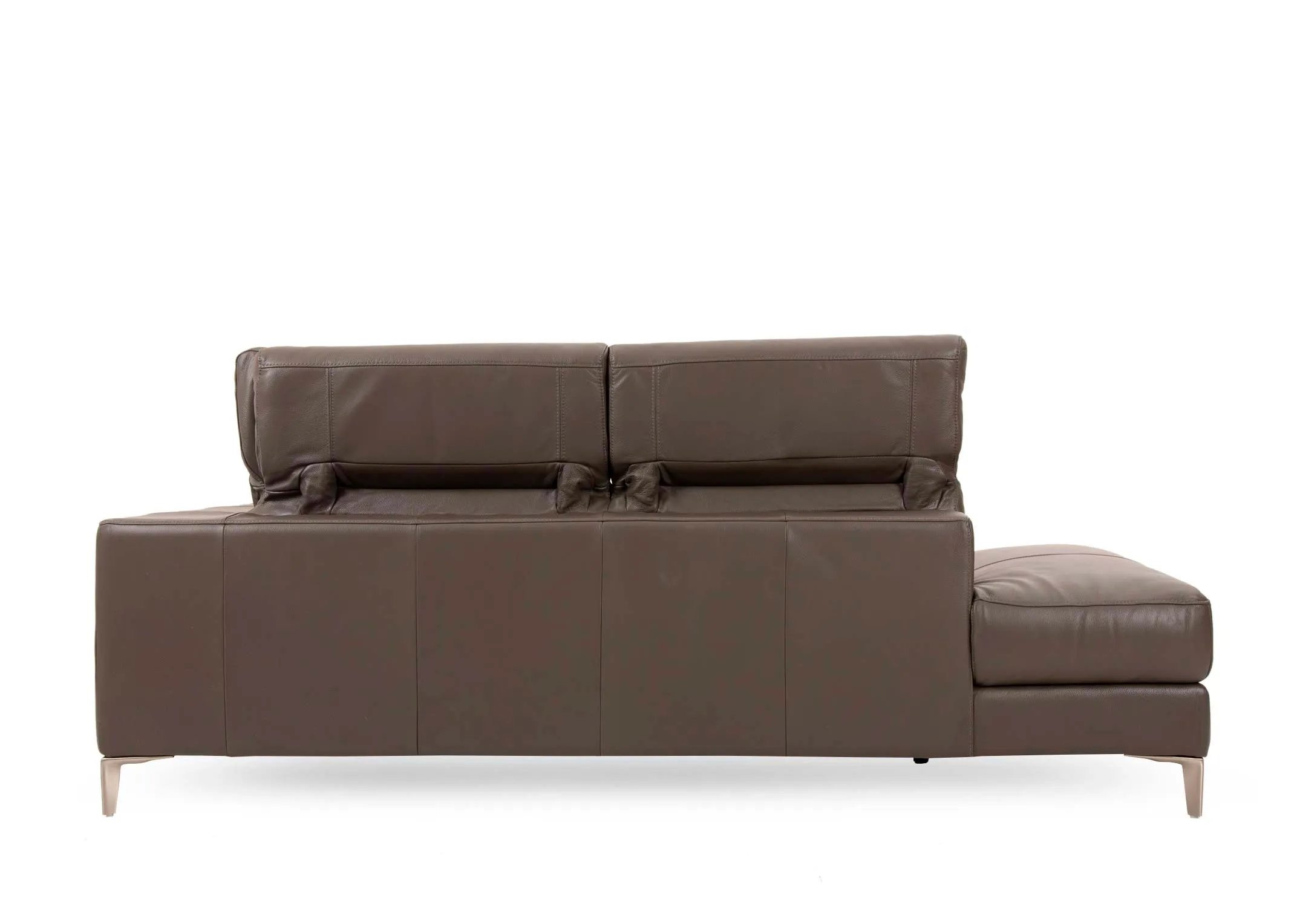 A grey leather electric reclining corner chaise from EZ Livings Vancouver range. Back view