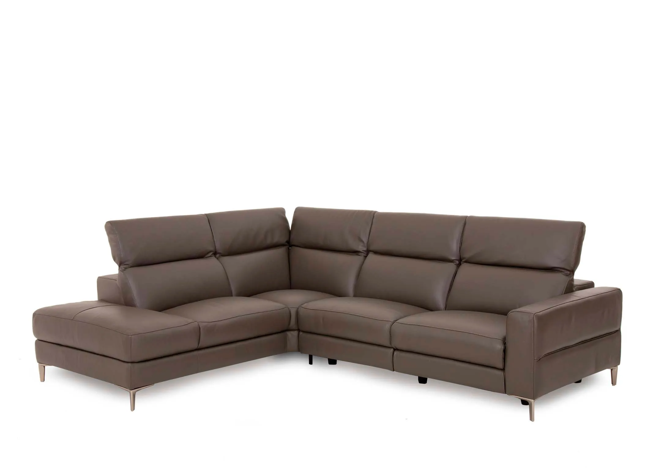 A grey leather electric reclining corner chaise from EZ Livings Vancouver range.