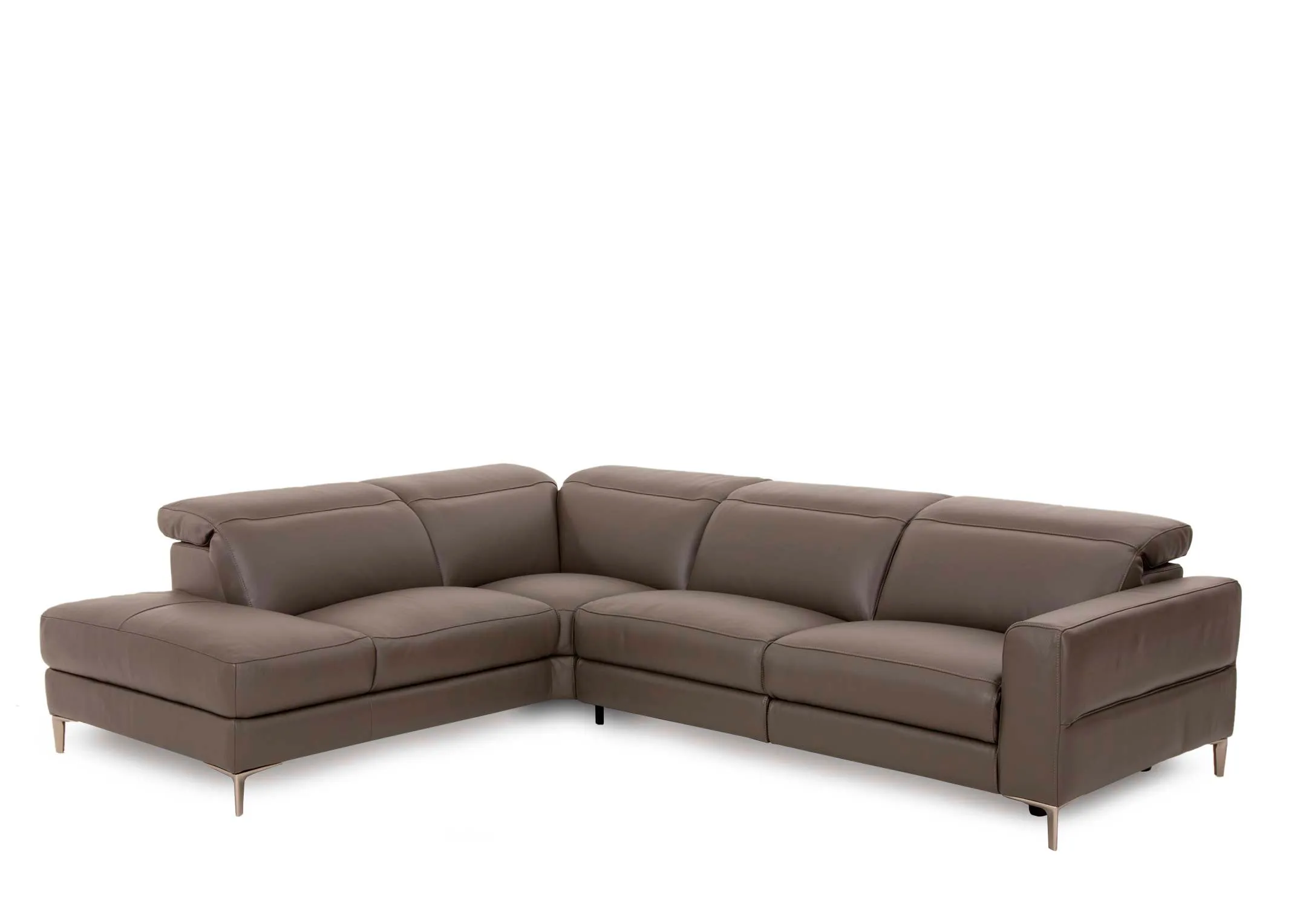 Grey Leather LHF Corner Chaise with Electric Recliner - Vancouver