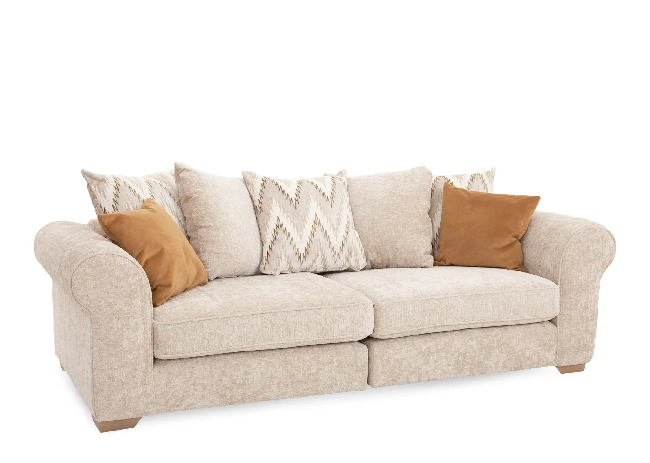 4 Seater Cream Accent Pillowback Sofa - Hayden