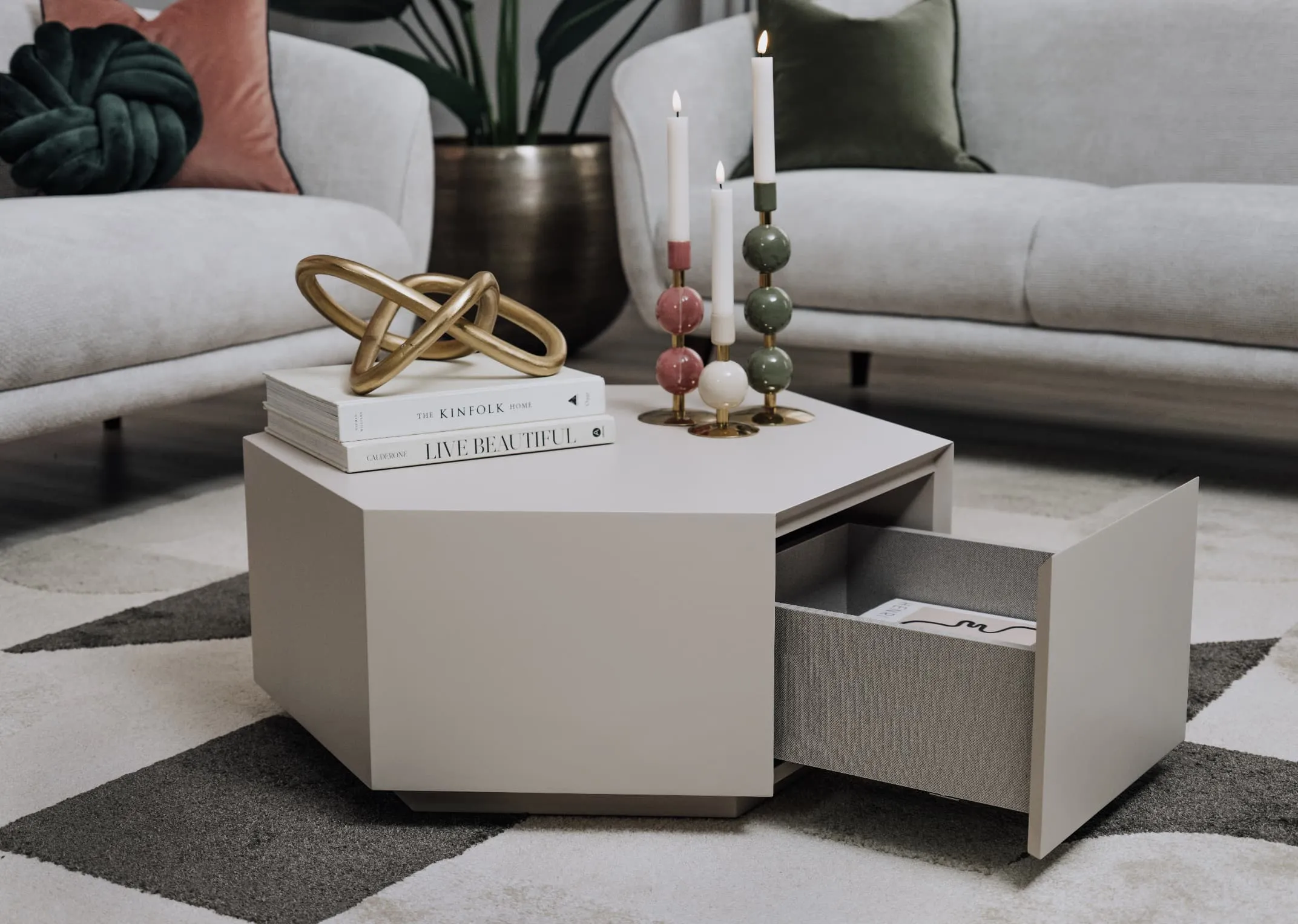1 Drawer Off-White Coffee Table - Jonas