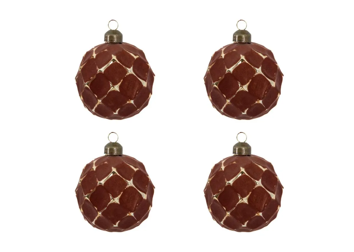 Set of 4 8cm Red Baubles - Santa Tell Me