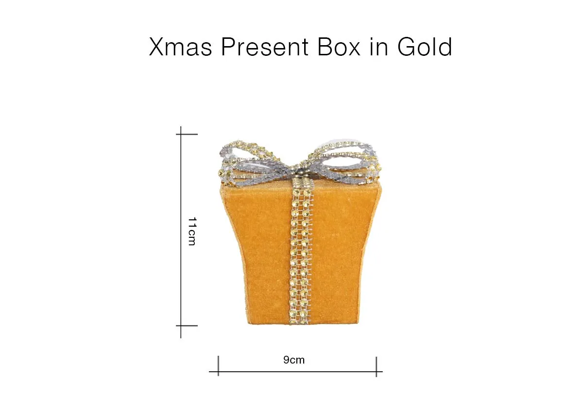 A dimension image of the Gold Velvet Box with 9cm x 11cm