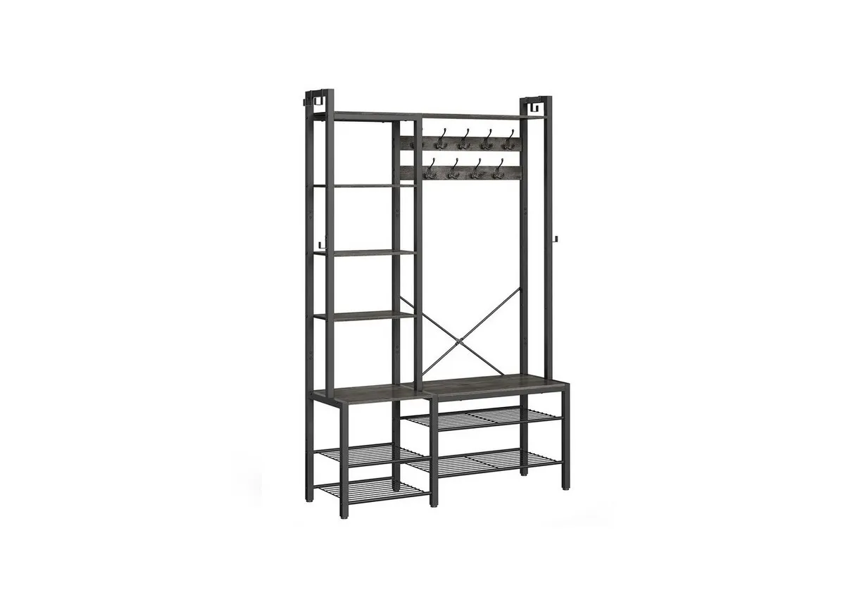 Grey Coat Rack with Shoe Bench - Kiki