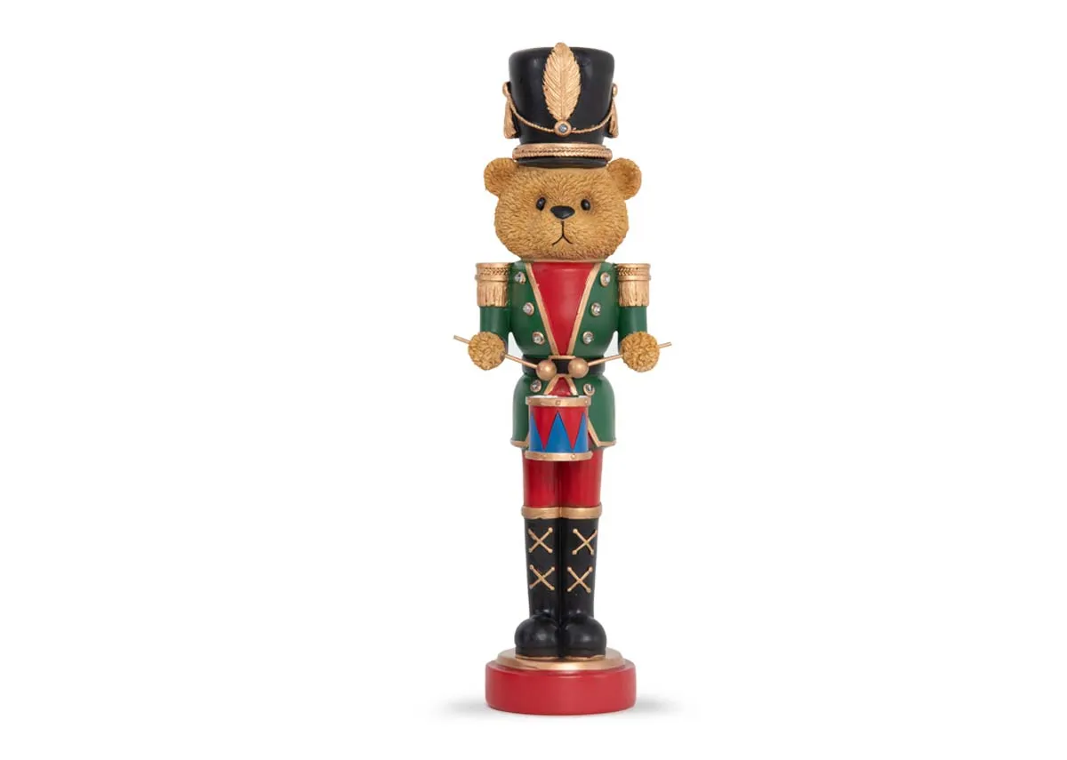 Teddy Nutcracker With Drum - Christmas Figurine