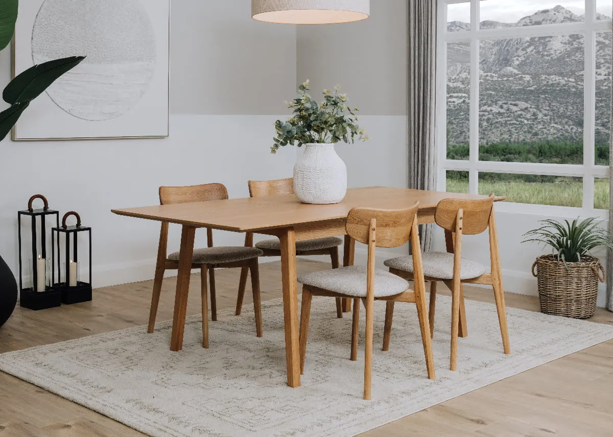 140cm - 200cm Natural Oak Extendable Dining Table - Bari
