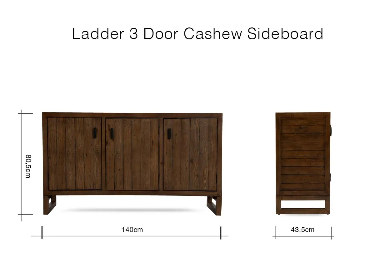 A dimension image of the Ladder sideboard with 140cm x 43.5cm x 83.5cm