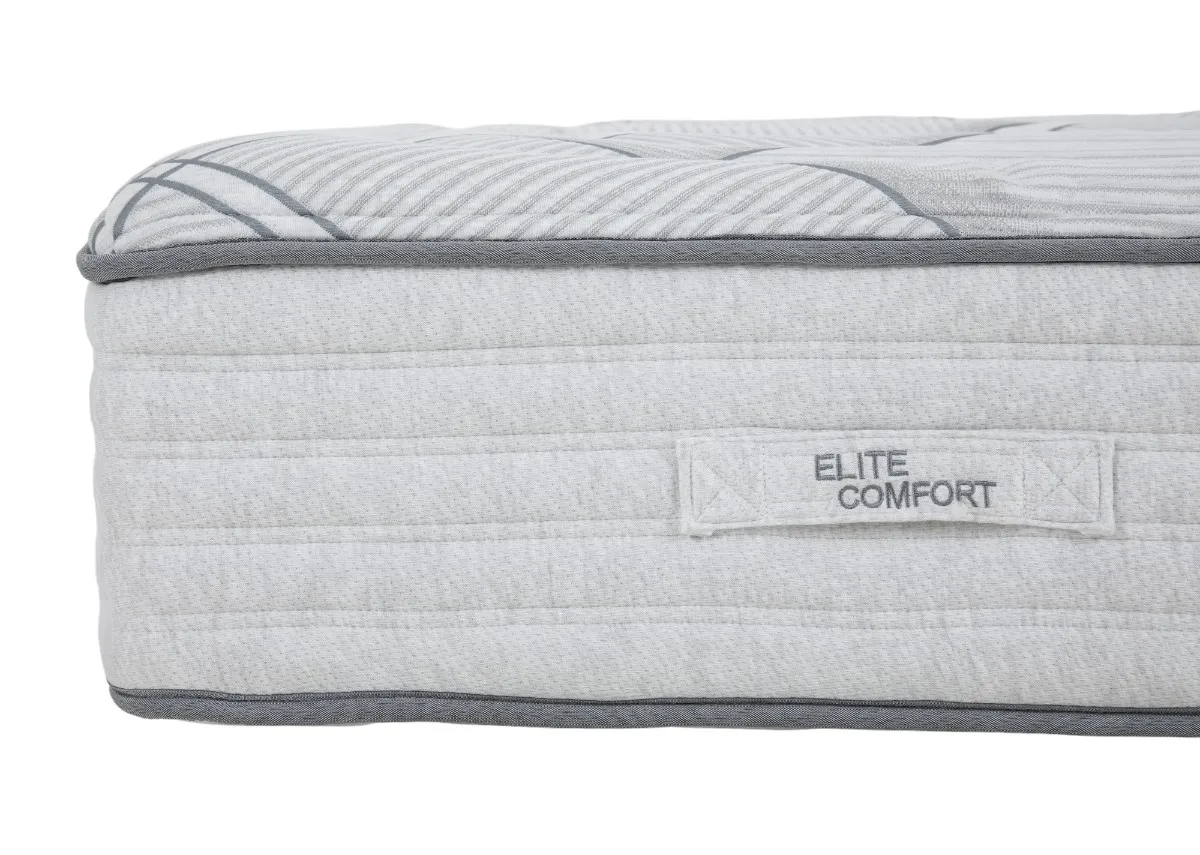 A closeup view of the Elite Comfort Mattress from EZ Living Furniture showing silk alpaca cashmere layers.