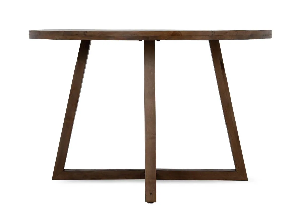 A side view of the Ladder dark wood table