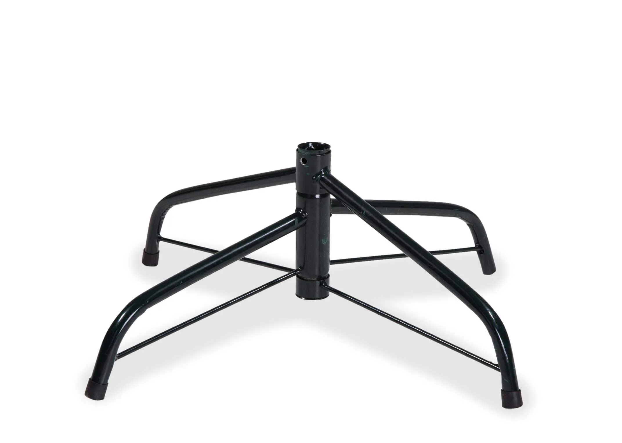 A close up of the four-legged metal base which comes with the 180cm pine Christmas tree.