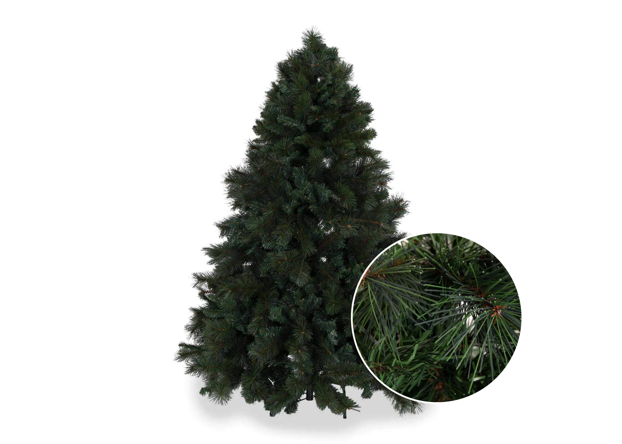 A view in full from the front of the Pine Christmas Tree highlighting the green leaves on it.