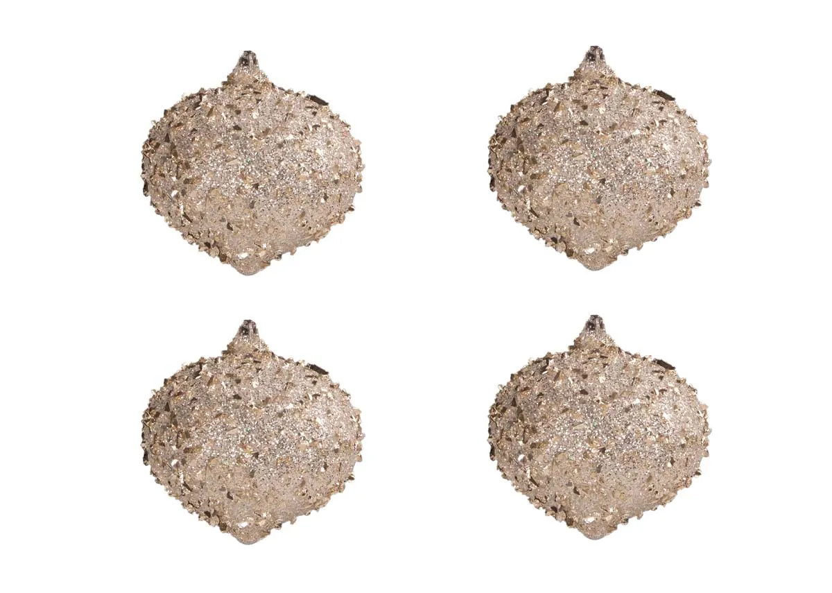 Set Of 4 Silver Onion Baubles - A Merry Little Christmas