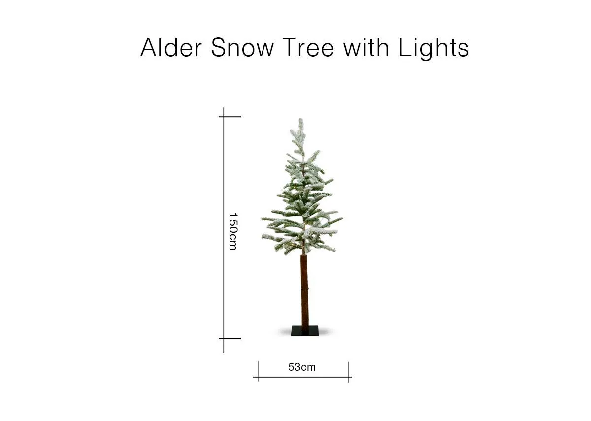 A dimension image of the Alder Snow Tree with 150cm