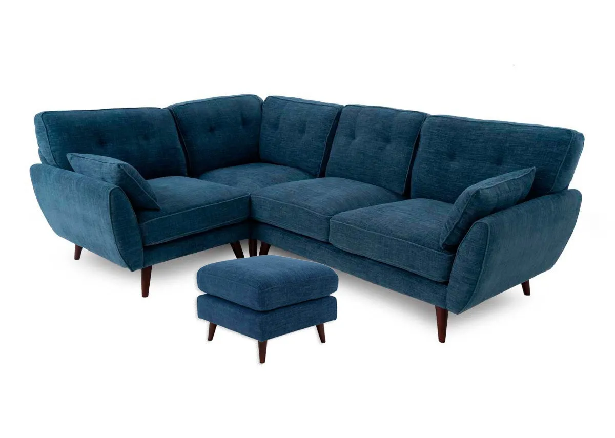 Denim Blue Fabric LHF Corner Sofa - Caoimhe