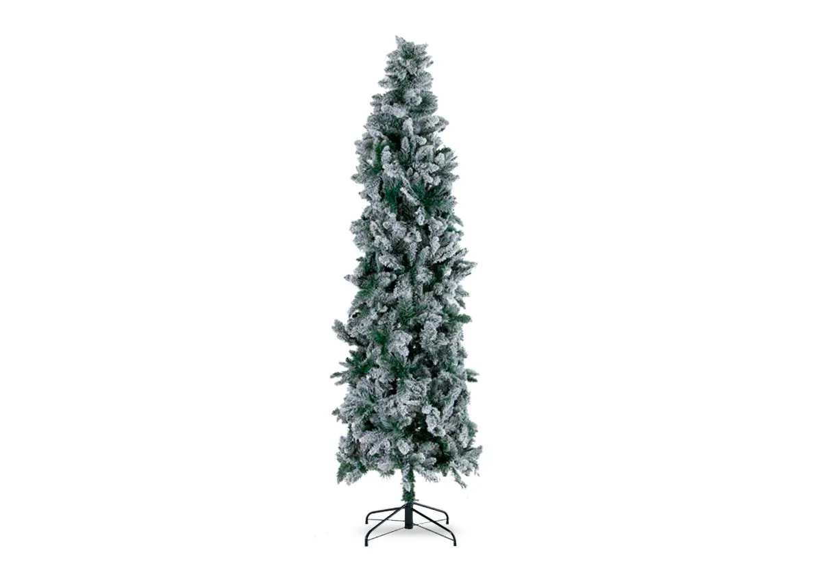 An 8ft artificial white Christmas tree from EZ Livings Noble range. Front view