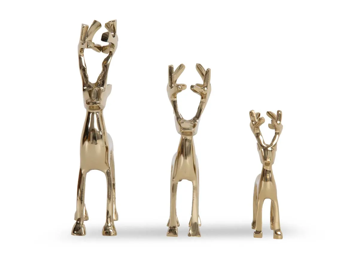 A dimension image of the Set of 3 Standing Reindeers with 3-5.5cm W x 6-9.5cm H