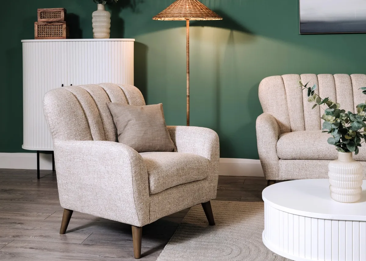 Beige Fabric Armchair - Harper