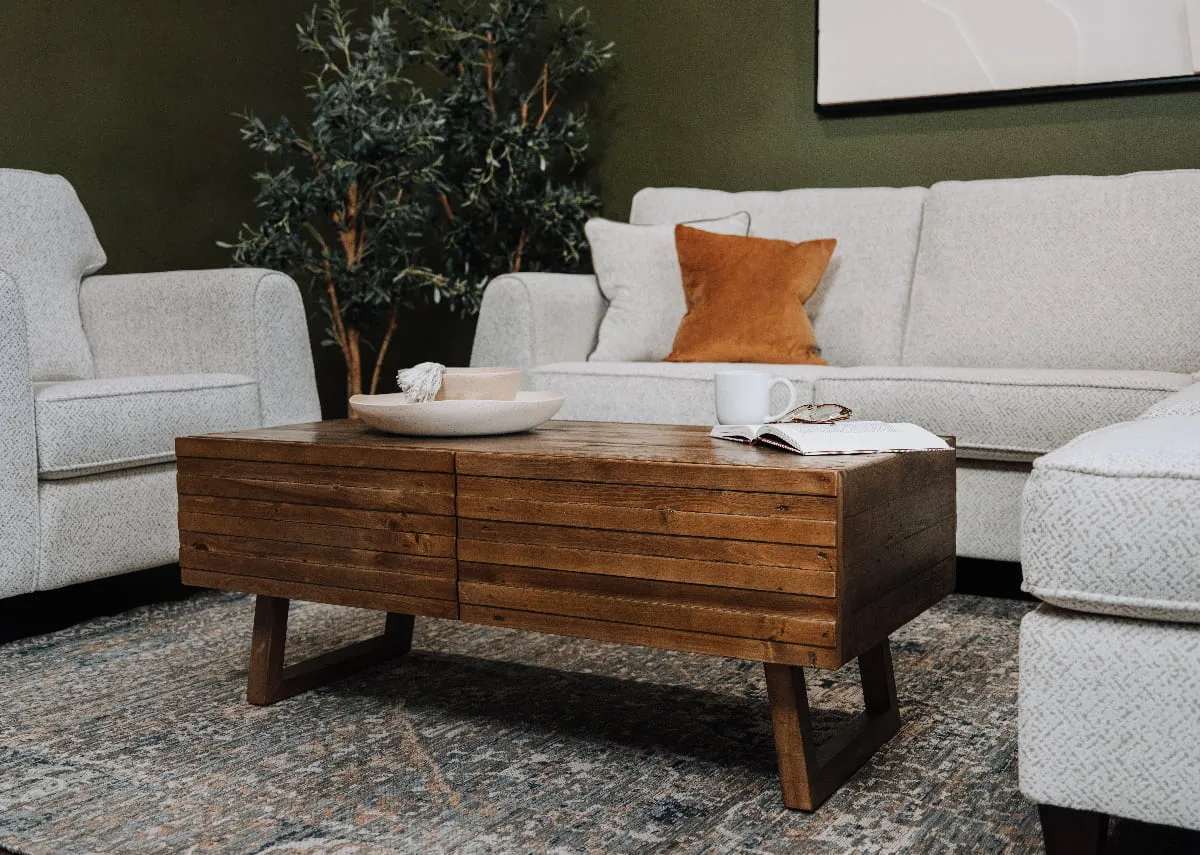 2 Drawer Cashew Reclaimed Coffee Table - Ladder
