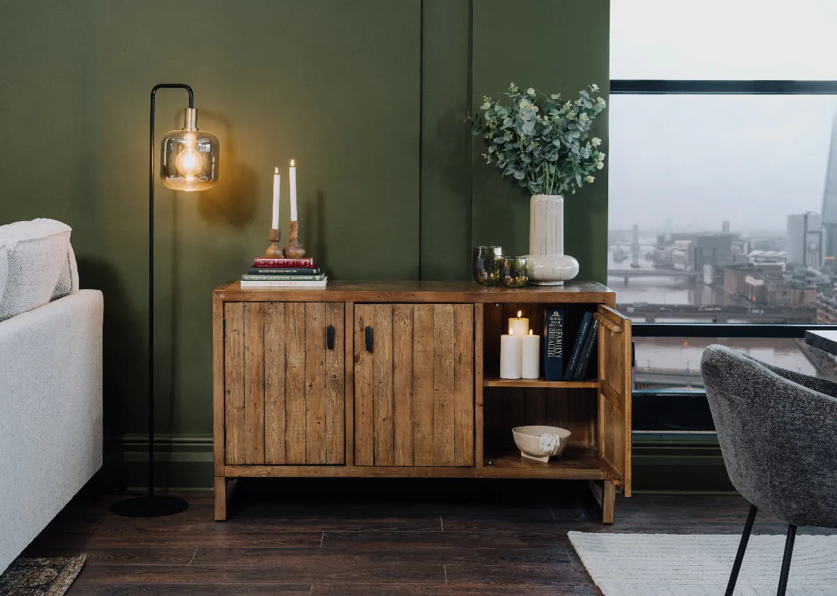3 Door Cashew Reclaimed Sideboard - Ladder