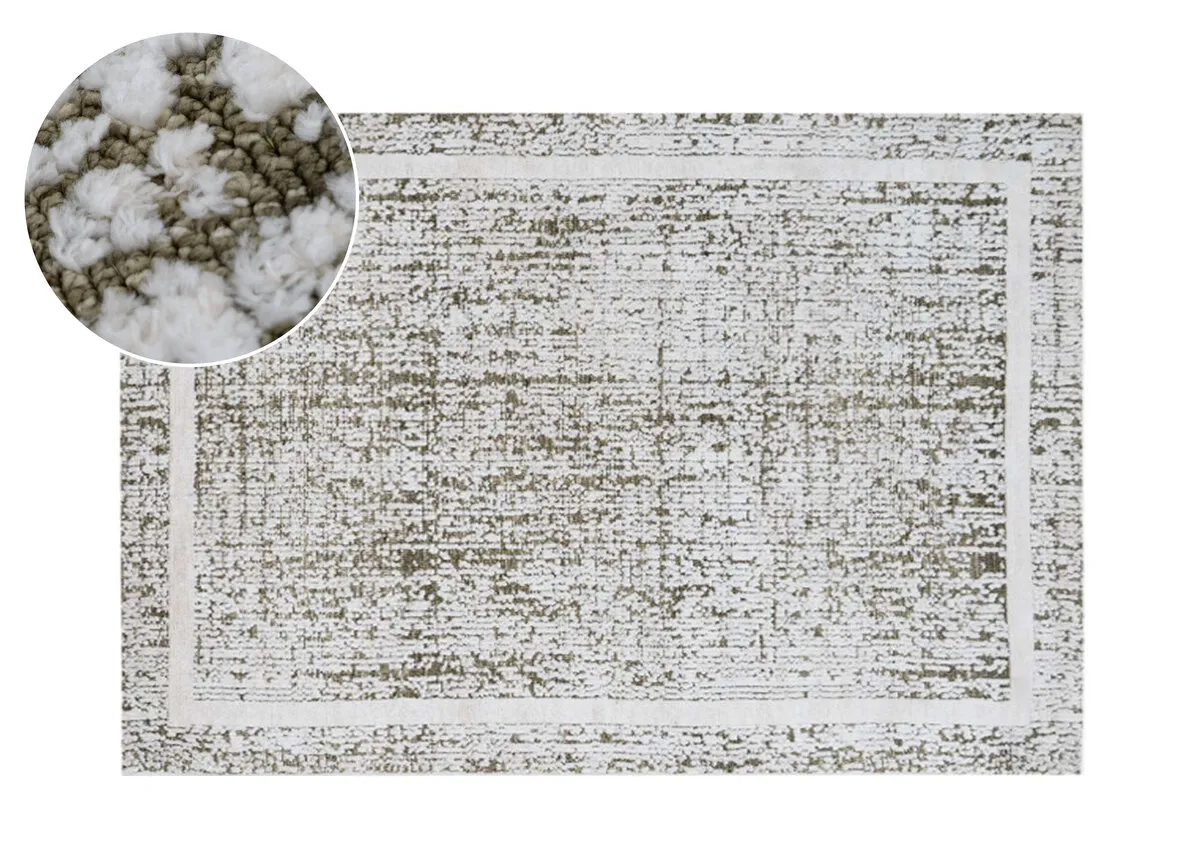 Green & Ivory 160cm x 230cm Medium Rug - Moray