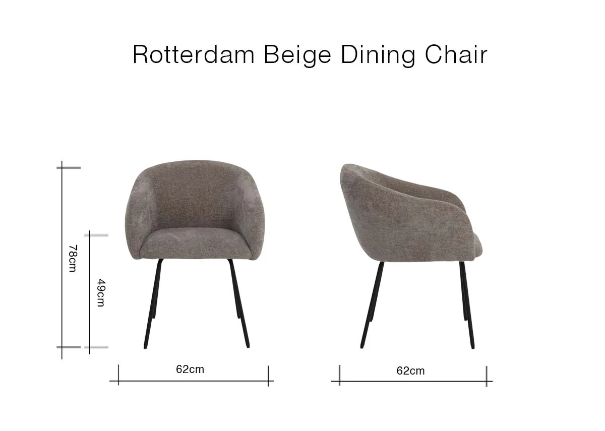 A dimension image of the Rotterdam Chair with 62cm x 78cm