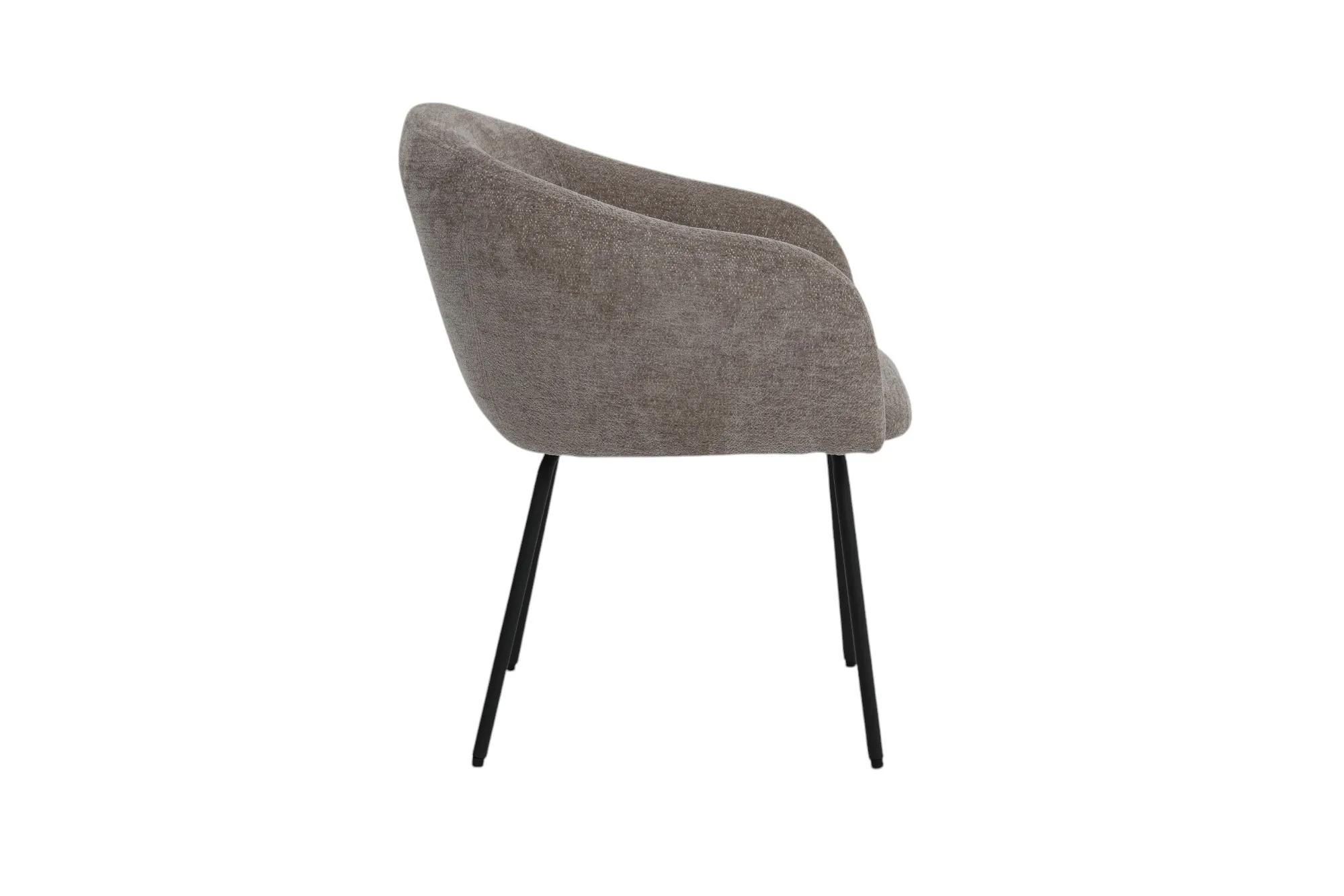 A cream fabric dining cahri with metal legs from EZ Livings Rotterdam range. Side view