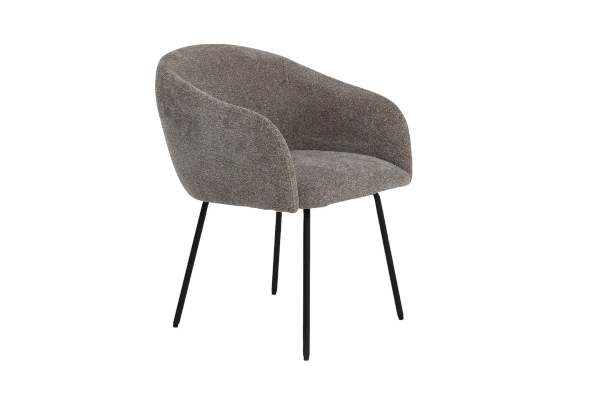 A cream fabric dining cahri with metal legs from EZ Livings Rotterdam range. Angled view