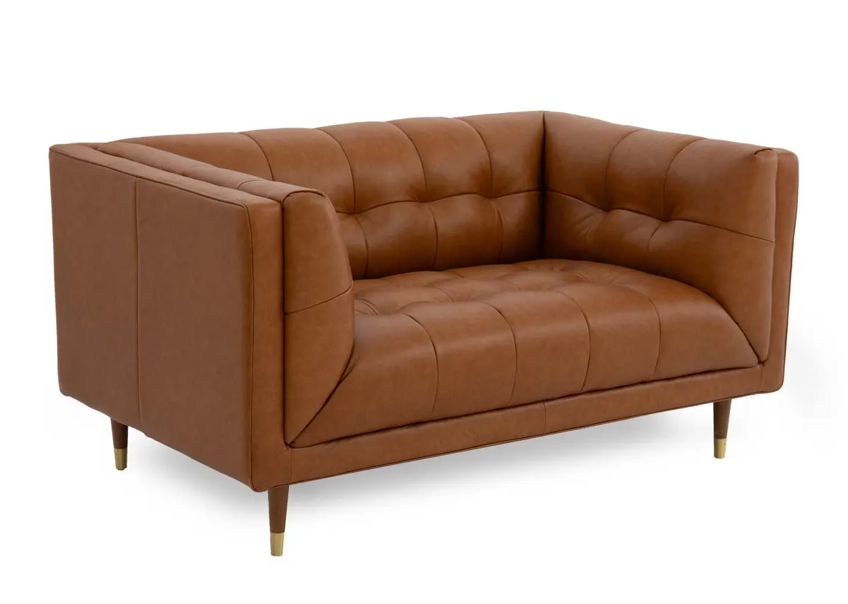 2 Seater Tan Leather Sofa - Grace