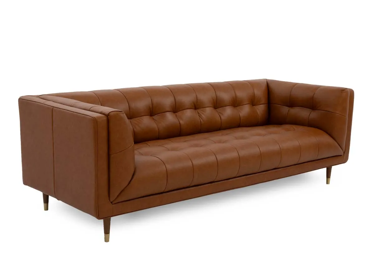3.5 Seater Tan Leather Sofa - Grace