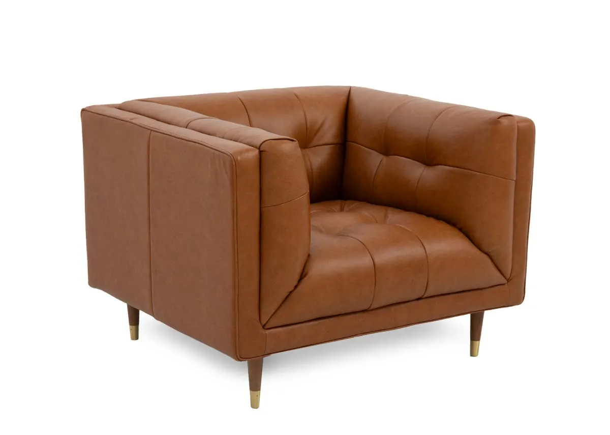 Tan Leather Armchair - Grace