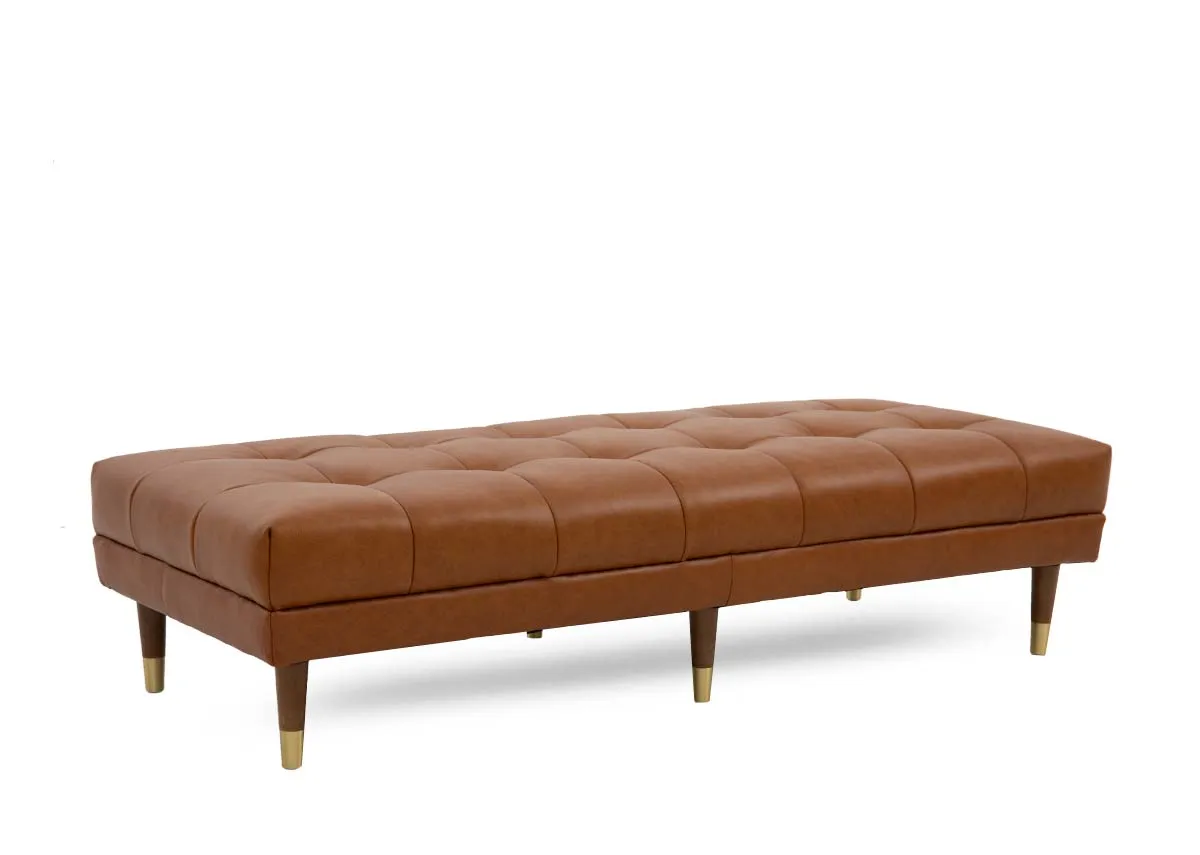 Tan Leather Footstool - Grace
