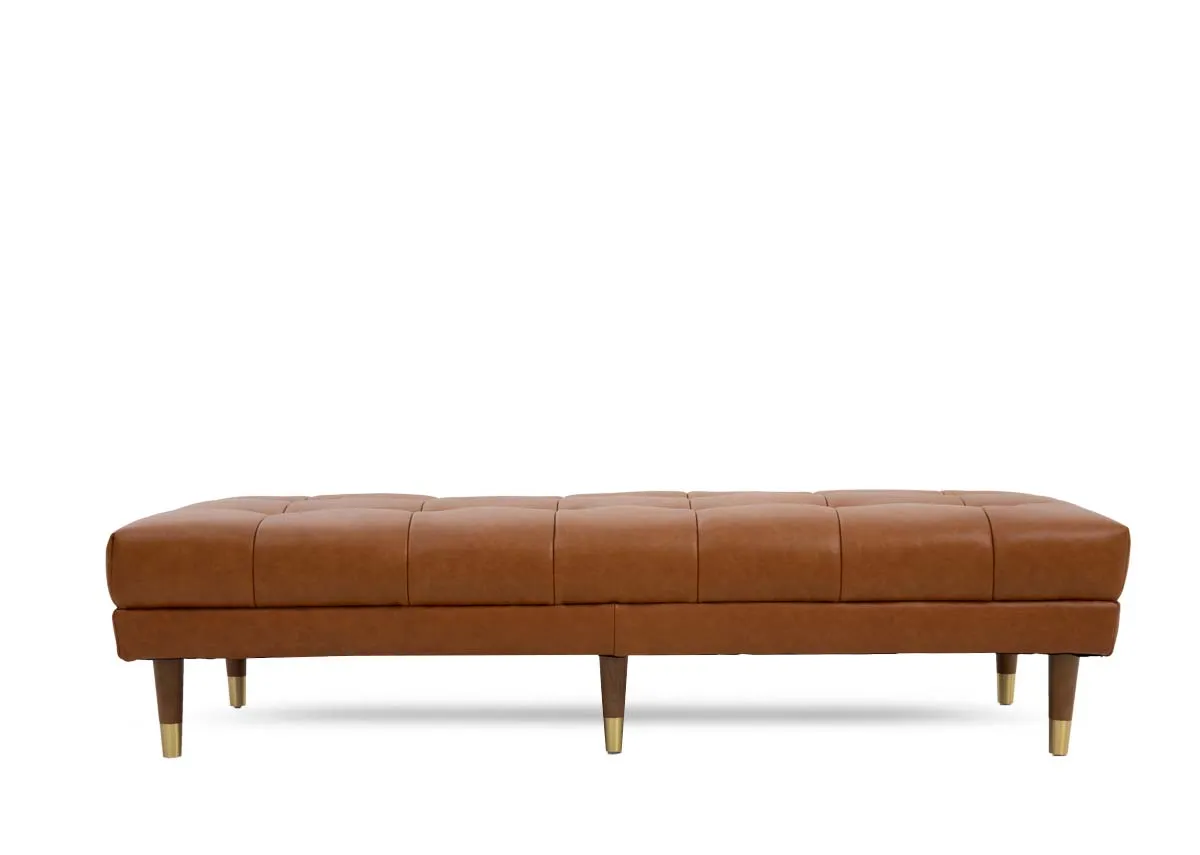 A dimension image of the Grace Tan Footstool with 143.5cm x 62cm x 34cm