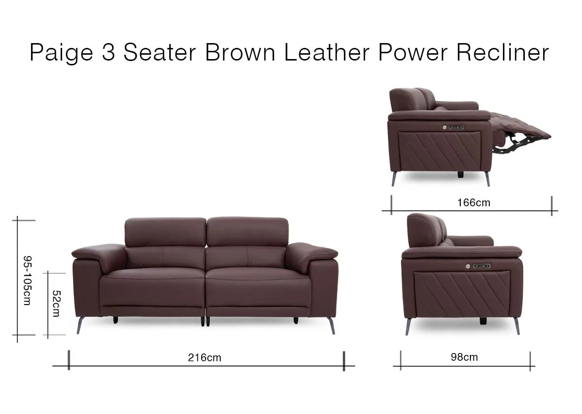 A dimension image of the Paige 3 Seater sofa with 216cm x 105cm x 168cm