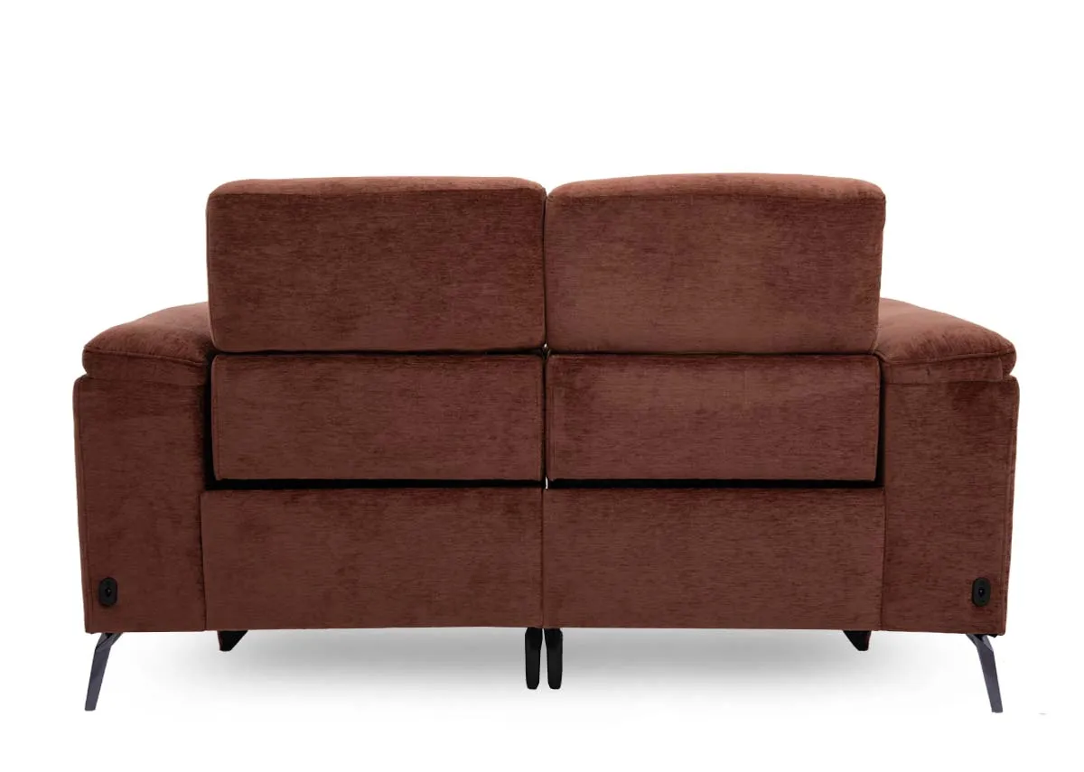 A 3 seater rust brown power recliner from EZ Livings Paige range. Back view of warrantied frame