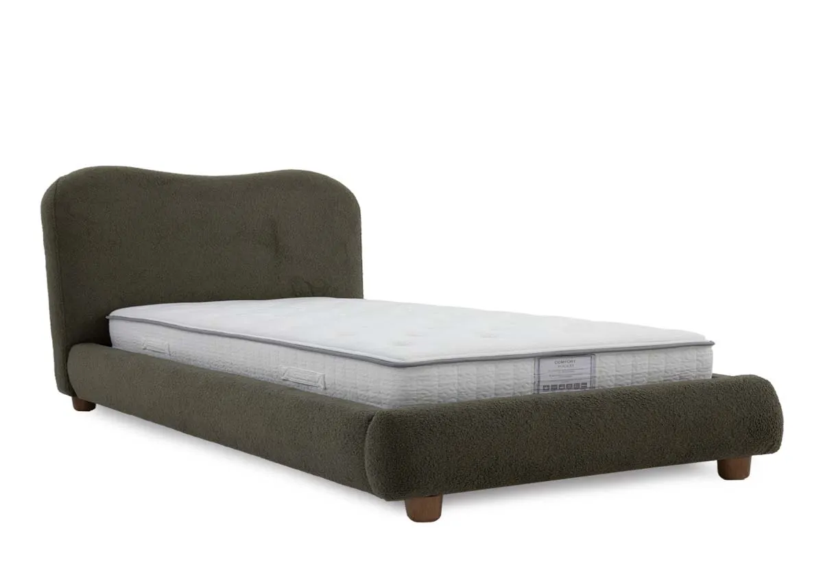 King Size (5ft) Green Fabric Bed Frame - Teddy