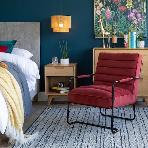 Dante red fabric bedroom chair from EZ Living Furniture.