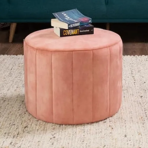 Alexo dark pink velvet pouffe from EZ Living Furniture.